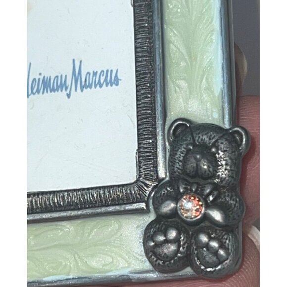 Jay Strongwater Teddy Bear Light Green Pearl Enamel Mini Frame Neiman Marcus - Picture 5 of 6